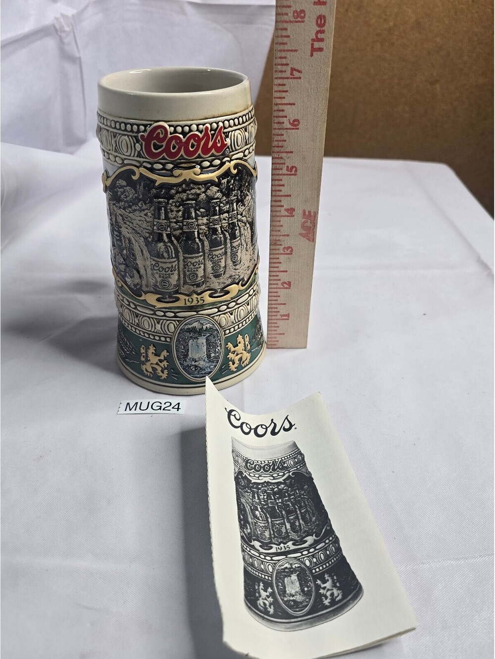Vintage Coors Ceramic Beer Stein Mug Embossed Relief Collectible Series